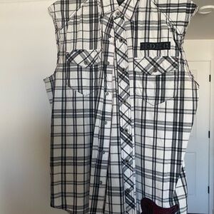 Harley-Davidson Black & White Plaid Shirt with Red Wing Patch